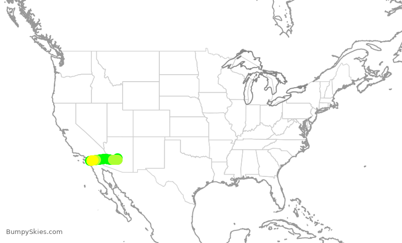 Turbulence forecast map for JSX475, CRQ to SDL