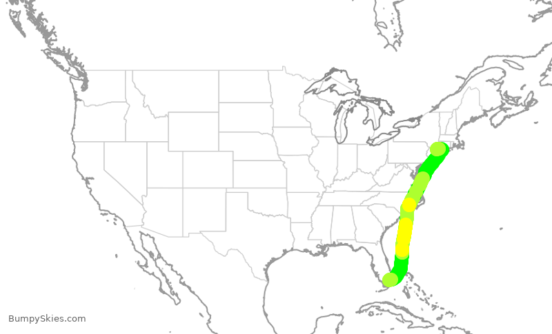 Turbulence forecast map for JSX501, OPF to HPN