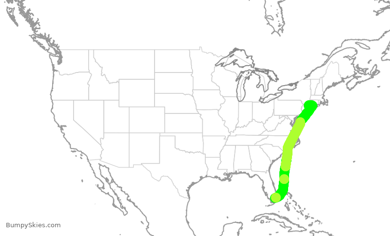 Turbulence forecast map for JSX503, OPF to HPN