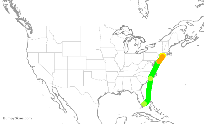 Turbulence forecast map for JSX505, OPF to HPN