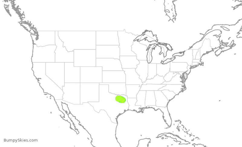 Turbulence forecast map for JSX511, TYR to DAL
