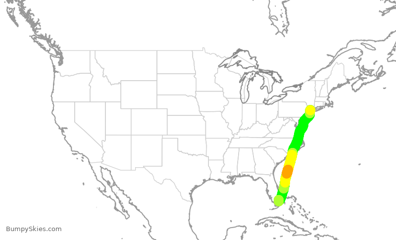 Turbulence forecast map for JSX5500, TEB to OPF