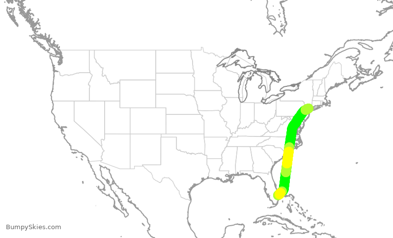 Turbulence forecast map for JSX5581, PBI to TEB