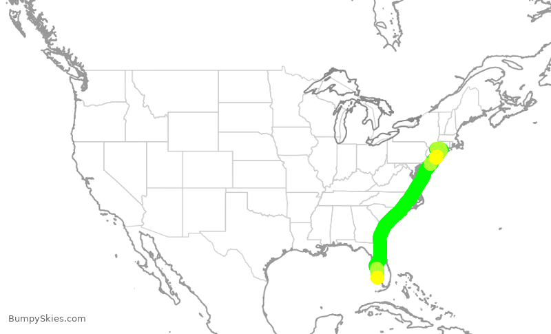 Turbulence forecast map for JSX581, APF to HPN