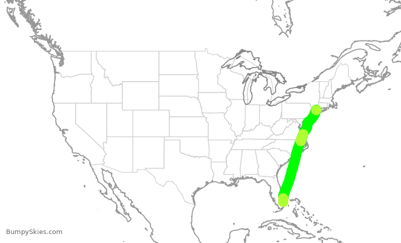 Turbulence forecast map for JSX5853, HPN to FXE