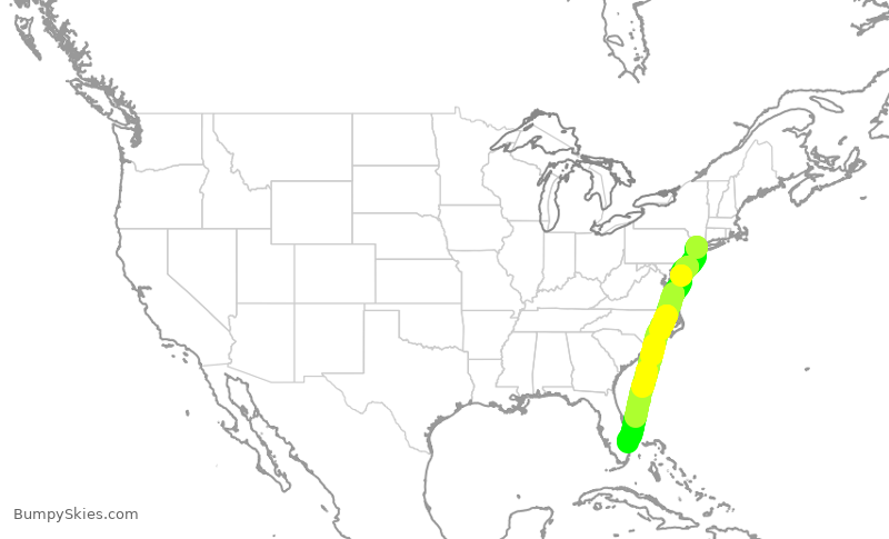 Turbulence forecast map for JSX5880, TEB to PBI