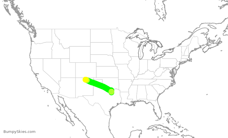 Turbulence forecast map for JSX5901, TSM to DAL