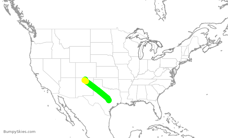 Turbulence forecast map for JSX5906, KEDC to TSM