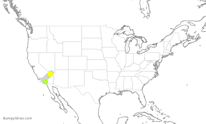 Turbulence forecast map for JSX621, CLD to LAS