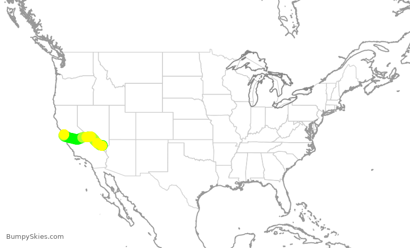 Turbulence forecast map for JSX651, OAK to LAS