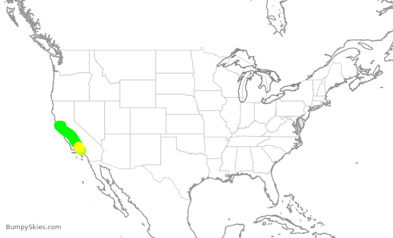 Turbulence forecast map for JSX713, BUR to APC