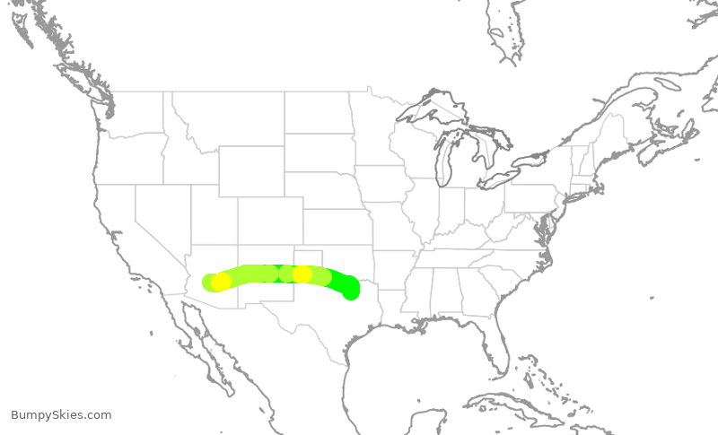 Turbulence forecast map for JSX757, SCF to DAL