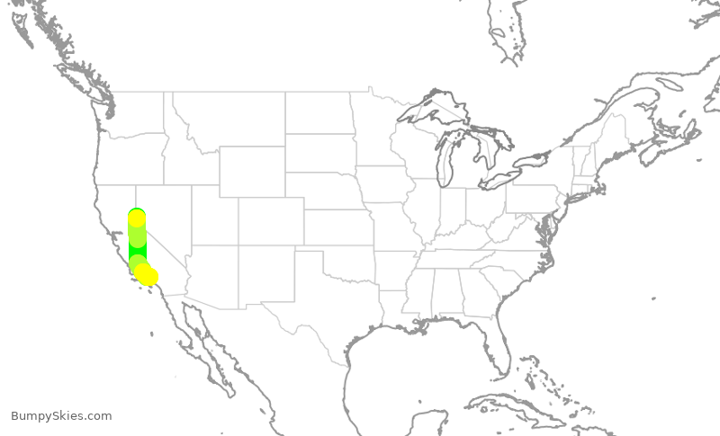 Turbulence forecast map for JSX776, RNO to BUR