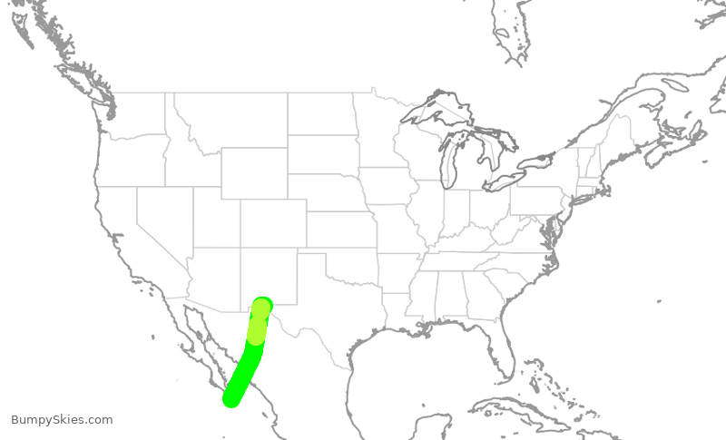Turbulence forecast map for JSX8156, MSL to ELP