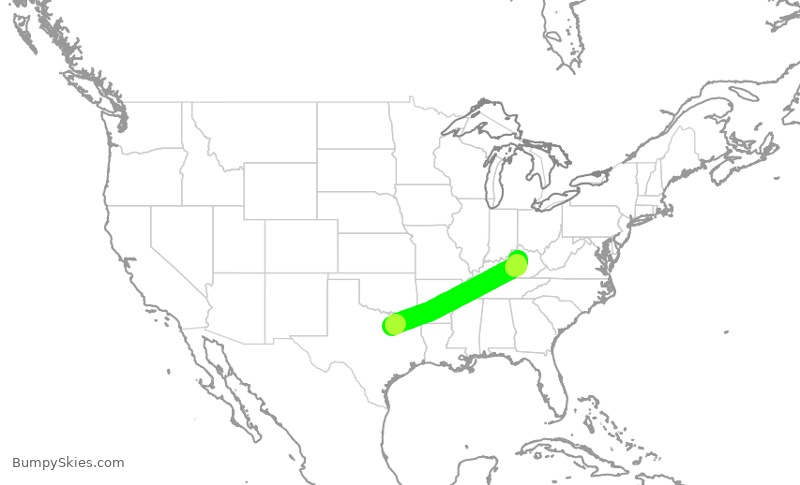 Turbulence forecast map for JSX8167, DAL to LEX