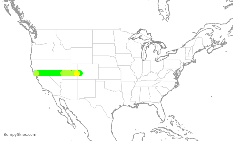 Turbulence forecast map for JSX8184, STS to MTJ