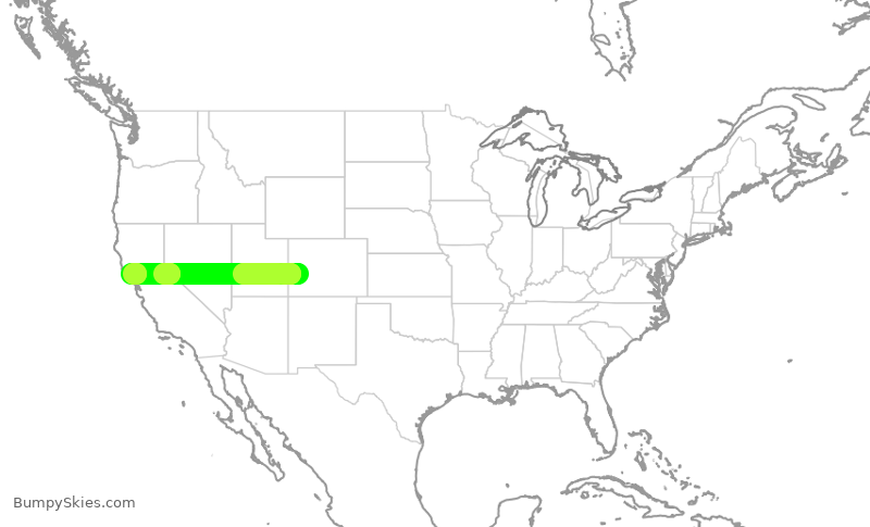 Turbulence forecast map for JSX8185, MTJ to STS