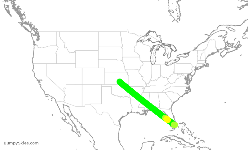 Turbulence forecast map for JSX8186, ICT to FLL