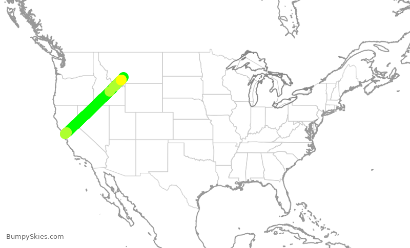 Turbulence forecast map for JSX8190, BZN to OAK