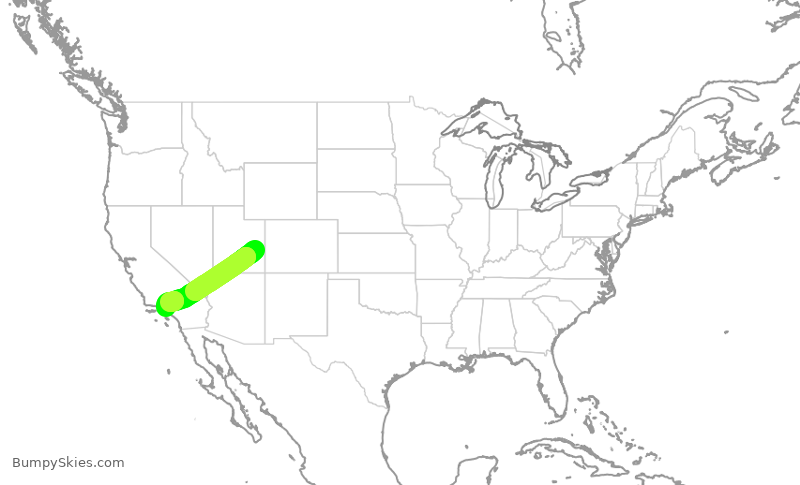 Turbulence forecast map for JSX8203, CNY to BUR