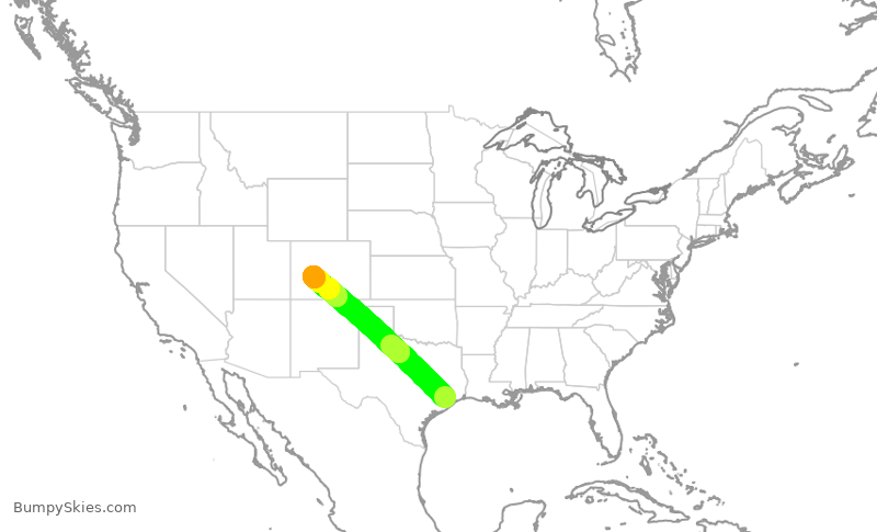 Turbulence forecast map for JSX8206, HOU to GUC