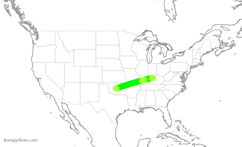 Turbulence forecast map for JSX8216, OKC to SDF