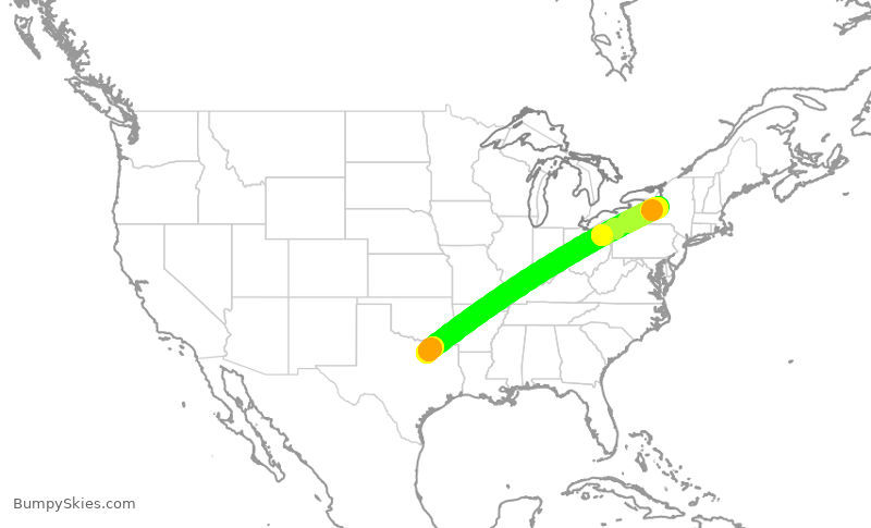 Turbulence forecast map for JSX8230, DAL to SYR
