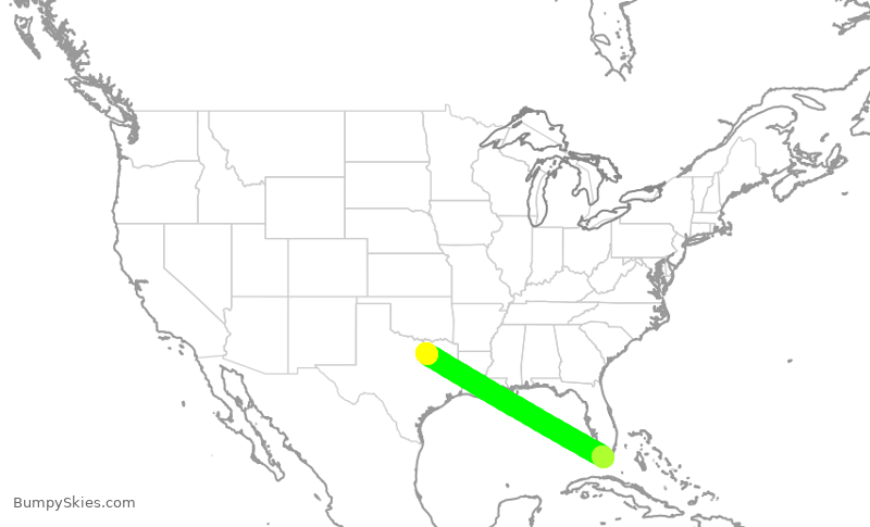 Turbulence forecast map for JSX8234, DAL to MTH
