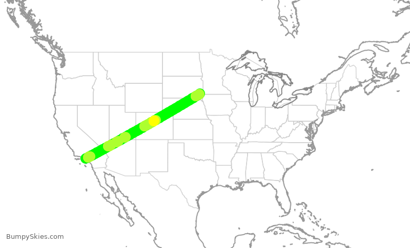 Turbulence forecast map for JSX8243, LAX to FSD