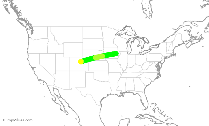 Turbulence forecast map for JSX8256, APA to CID