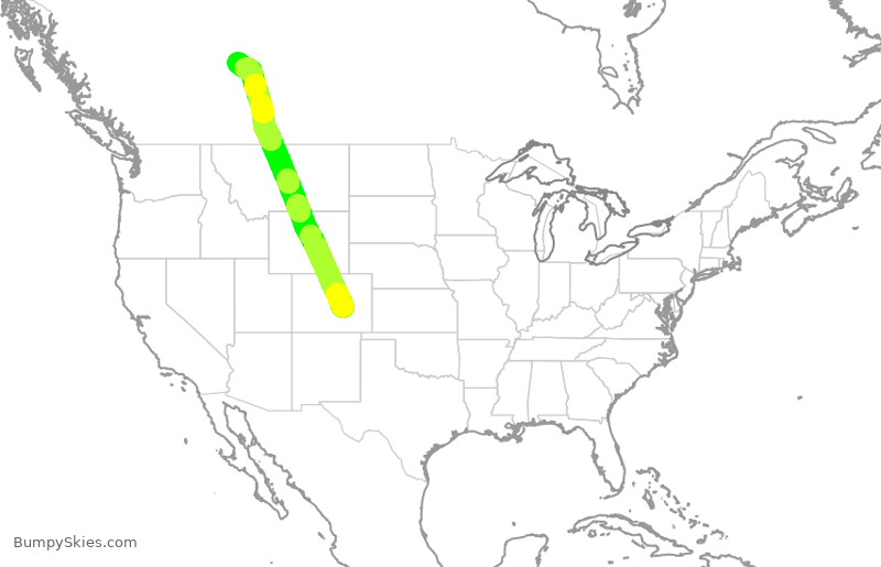 Turbulence forecast map for JSX8276, COS to YEG