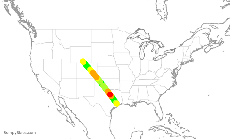 Turbulence forecast map for JSX8284, SAA to HOU