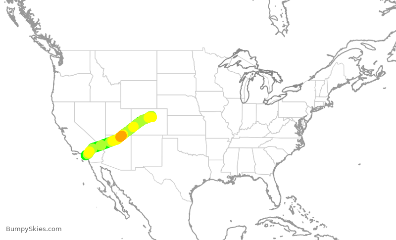 Turbulence forecast map for JSX8313, APA to SNA