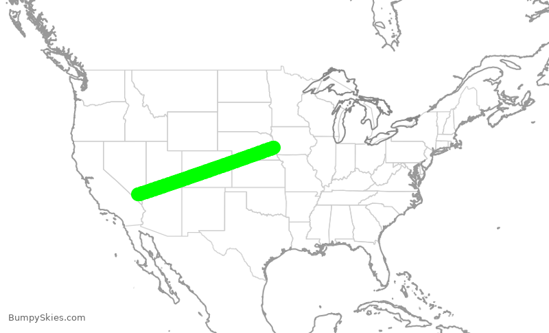 Turbulence forecast map for JSX8515, OMA to LAS