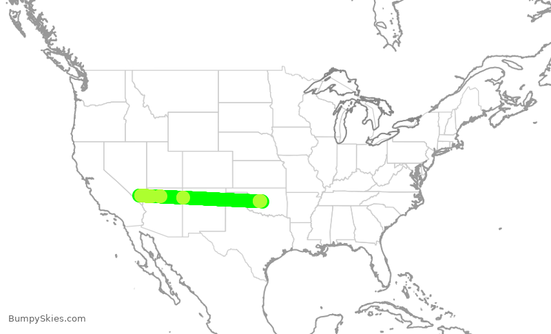 Turbulence forecast map for JSX8524, LAS to OKC