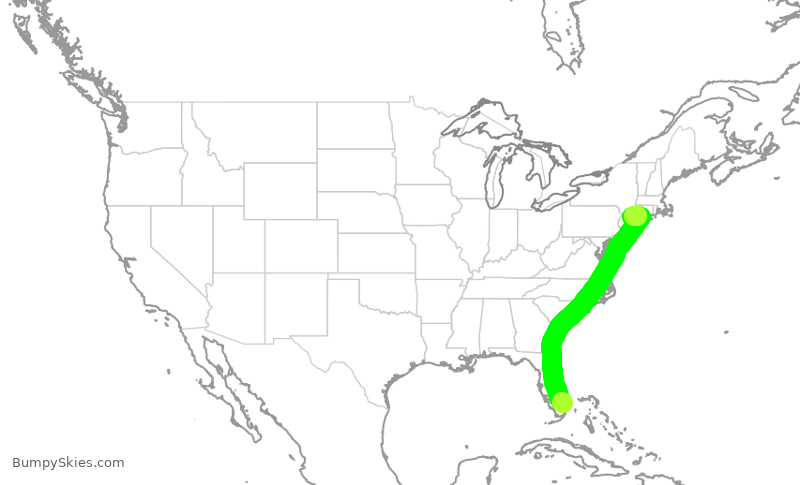 Turbulence forecast map for JSX852, FXE to HPN