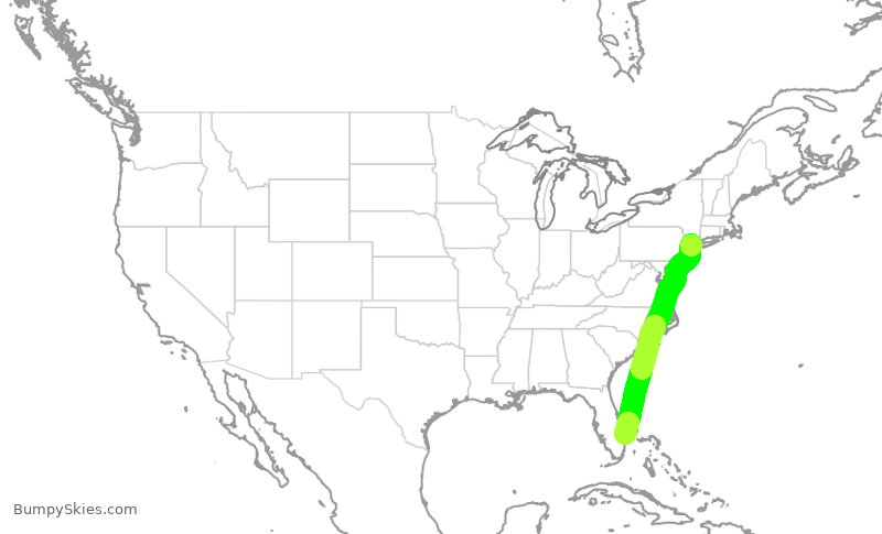 Turbulence forecast map for JSX8880, TEB to DJT