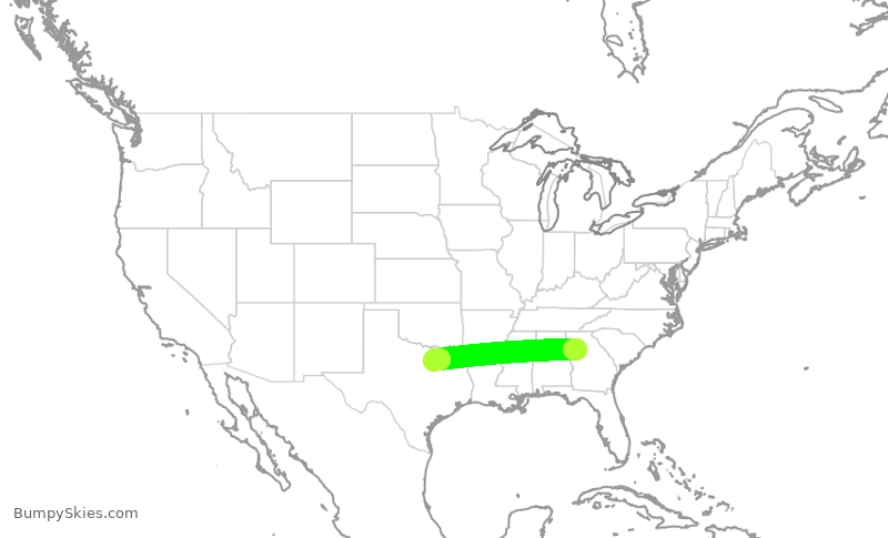 Turbulence forecast map for JSX9060, ATL to DAL