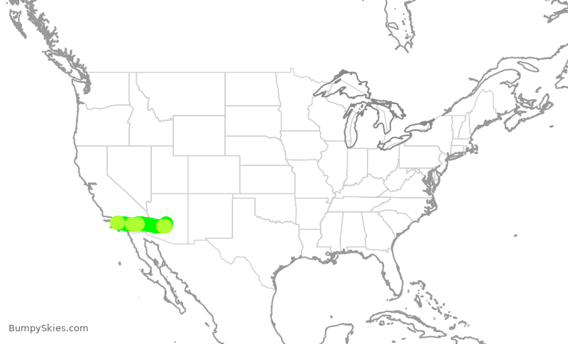 Turbulence forecast map for JSX9179, LAX to SCF
