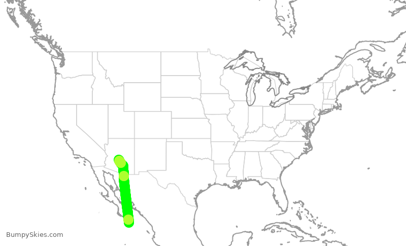 Turbulence forecast map for JSX9180, MMSL to SCF