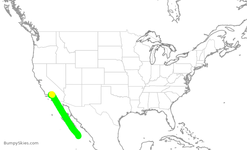 Turbulence forecast map for JSX9181, BUR to MMSL