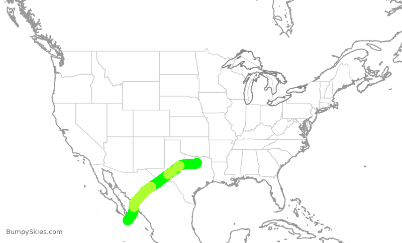 Turbulence forecast map for JSX9188, DAL to MMSL