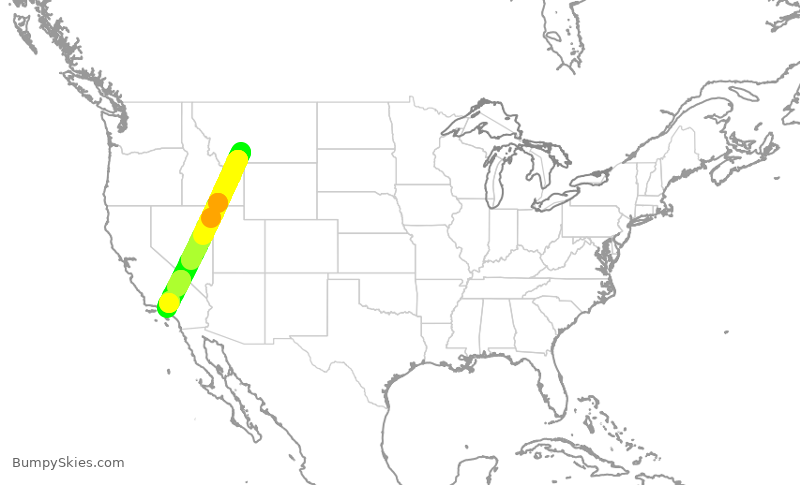 Turbulence forecast map for JSX9189, BZN to BUR