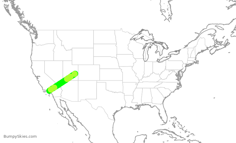 Turbulence forecast map for JSX9198, CNY to BUR