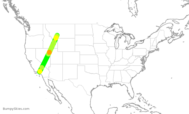 Turbulence forecast map for JSX9200, BUR to BZN