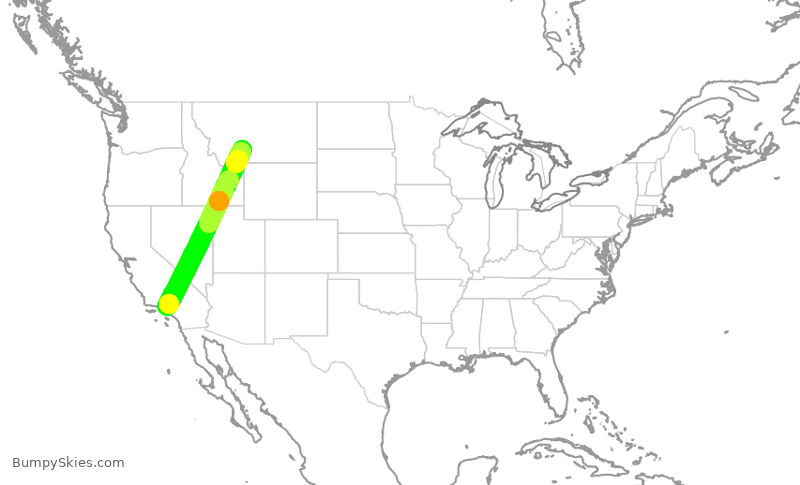 Turbulence forecast map for JSX9202, BUR to BZN