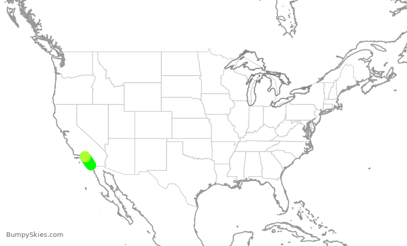 Turbulence forecast map for JSX9216, BUR to SAN
