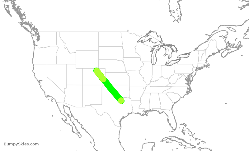 Turbulence forecast map for JSX9227, DAL to GXY
