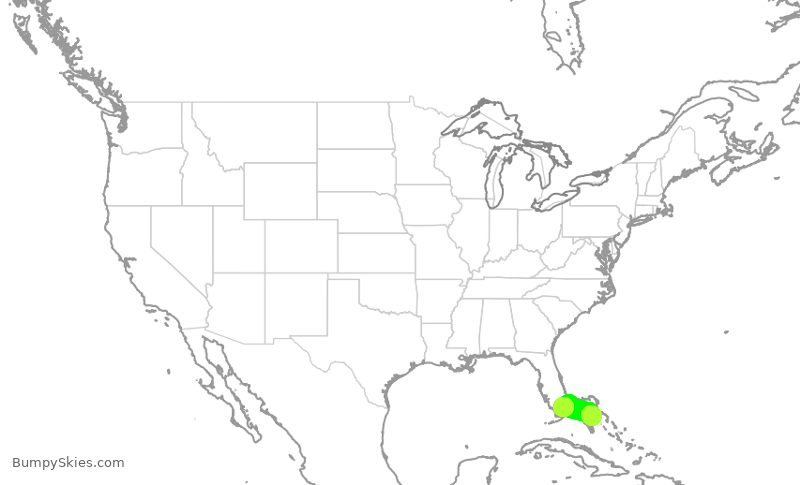 Turbulence forecast map for JSX9228, NAS to OPF