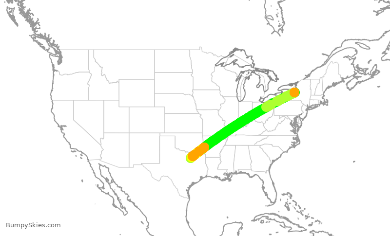 Turbulence forecast map for JSX9230, SYR to DAL